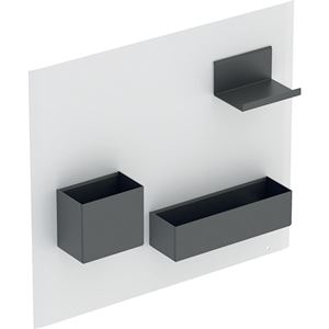 GEBERIT ACANTO magnetická tabuľa 44,9x7,5x38,8 cm, nástenná, s priehradkami, matná biela/matná láva