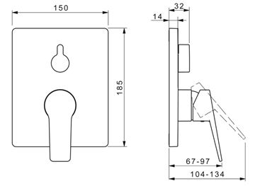 HANSA TWIST podomietková batéria, pre 2 spotrebiče, chróm 89849083 Technický nákres