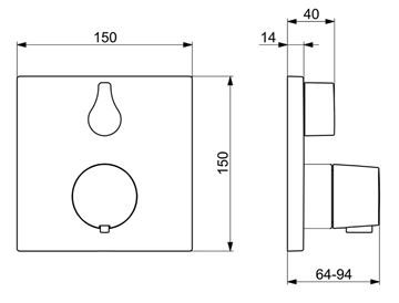 HANSA LIVING podomietková termostatická batéria, pre 2 spotrebiče, chróm 81149562 Technický nákres