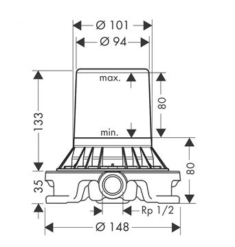 AXOR montážne teleso DN15 10452180 Technický nákres