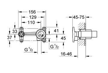 GROHE podomietkové teleso DN15 33769000 Technický nákres