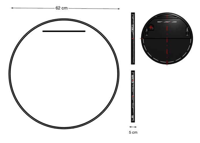 INDA SPALATO+ zrkadlo 62 cm, s osvetlením, s reguláciou stmievania a teploty svetla S993210NE Technický nákres