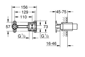 GROHE podomietkové teleso DN15 23200000 Technický nákres