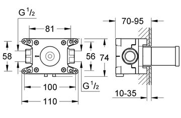 GROHE RAPIDO C teleso pre ovládač prietoku DN15 35028000 Technický nákres