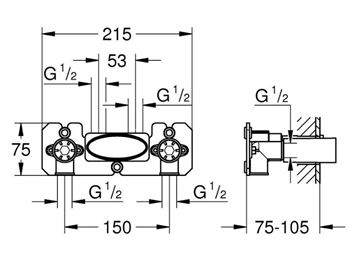 GROHE podomietkové teleso DN15 26449000 Technický nákres