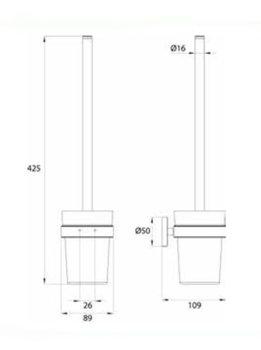 EMCO CONCEPT WHITE WC kefa, nástenná, sklo, matná biela CW431513901 Technický nákres