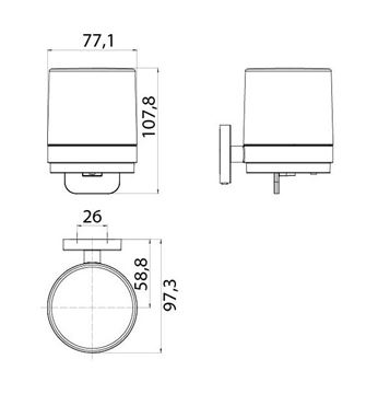EMCO CONCEPT WHITE dávkovač tekutého mydla, nástenný, sklo, matná biela CW432113901 Technický nákres