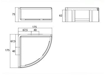 EMCO CONCEPT WHITE rohová polica, nástenná, chróm/matná biela CW434500101 Technický nákres