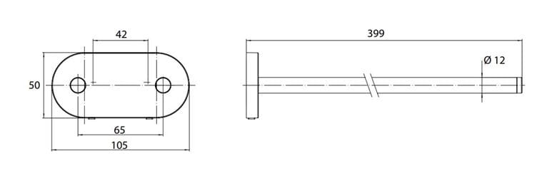EMCO CONCEPT WHITE držiak uterákov 399 mm, dvojramenný, matná biela CW435013940 Technický nákres