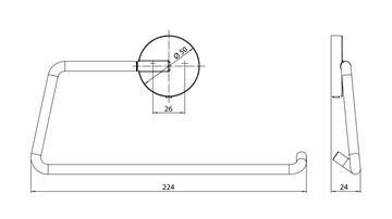 EMCO CONCEPT WHITE držiak uteráka 224 mm, matná biela CW435513900 Technický nákres