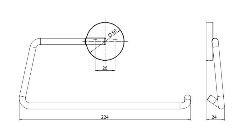 EMCO CONCEPT WHITE držiak uteráka 224 mm, matná biela CW435513900 Technický nákres