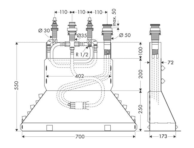 AXOR montážne teleso DN15 15480180 Technický nákres
