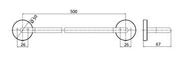 EMCO CONCEPT WHITE držiak uteráka 500 mm, matná biela CW436013950 Technický nákres