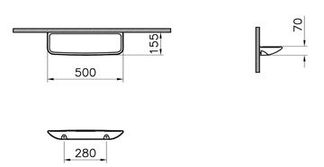 CONCEPT 100 polica 500 mm, nástenná, keramika, biela 5287N003-7201 Technický nákres
