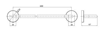 EMCO CONCEPT WHITE držiak uteráka 600 mm, matná biela CW436013960 Technický nákres