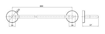 EMCO CONCEPT WHITE držiak uteráka 800 mm, matná biela CW436013980 Technický nákres