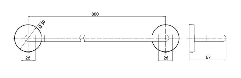 EMCO CONCEPT WHITE držiak uteráka 800 mm, matná biela CW436013980 Technický nákres