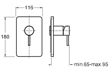 CONCEPT 300 ROUND sprchová podomietková batéria, chróm CRIPH68651CON Technický nákres