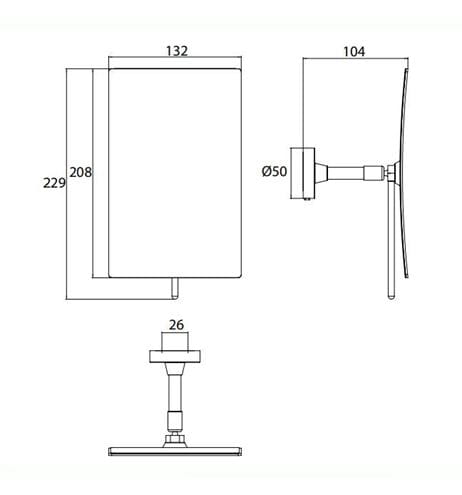 EMCO CONCEPT WHITE kozmetické zrkadlo 132x208 mm, zväčšovacia, matná biela CW109413937 Technický nákres