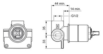 HANSA VARIO podomietkové teleso DN15 50500100 Technický nákres