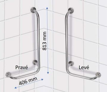 AZP BRNO REHA madlo 406x813 mm, pravé, biela R1010114 Technický nákres