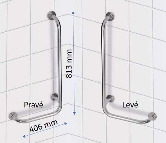 AZP BRNO REHA madlo 406x813 mm, pravé, biela R1010114 Technický nákres