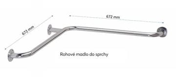 AZP BRNO REHA madlo do sprchy 672x672 mm, rohové, biela R1020104 Technický nákres
