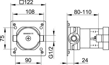 KEUCO IXMO podomietkové teleso DN15 59556000170 Technický nákres