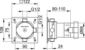 KEUCO IXMO podomietkové teleso DN15 59548000170 Technický nákres