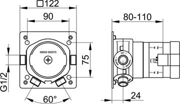 KEUCO IXMO podomietkové teleso DN15 59553000070 Technický nákres