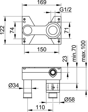 KEUCO podomietkové teleso DN15 59916000070 Technický nákres