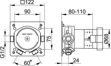 KEUCO IXMO podomietkové teleso DN15 59551000070 Technický nákres