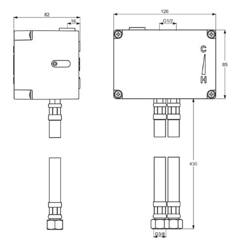 IDEAL STANDARD CERAPLUS podomietkové teleso DN15 A3813NU Technický nákres