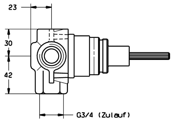 HANSA podomietkové teleso DN20 02850100 Technický nákres