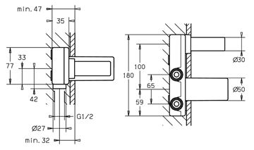 HANSA VARIO podomietkové teleso DN15 57860100 Technický nákres