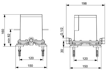 HANSA VARIO montážne teleso DN15 53280100 Technický nákres