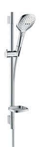 HANSGROHE RAINDANCE SELECT E 120 3JET sprchová súprava 4-dielna, ručná sprcha 120x120 mm, 3 prúdy, tyč, hadica, mydelnička, EcoSmart, biela/chróm