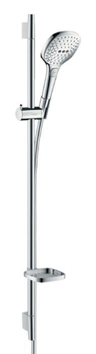HANSGROHE RAINDANCE SELECT E 120 3JET sprchová súprava 4-dielna, ručná sprcha 120x120 mm, 3 prúdy, tyč, hadica, mydelnička, EcoSmart, chróm