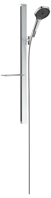 HANSGROHE RAINFINITY 130 3JET sprchová súprava 4-dielna, ručná sprcha pr. 130 mm, 3 prúdy, tyč, hadica, polička, EcoSmart, chróm