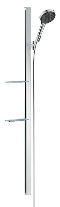 HANSGROHE RAINFINITY 130 3JET sprchová súprava 4-dielna, ručná sprcha pr. 130 mm, 3 prúdy, tyč, hadica, polička, chróm