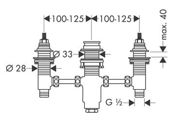 HANSGROHE montážne teleso DN15 13233180 Technický nákres
