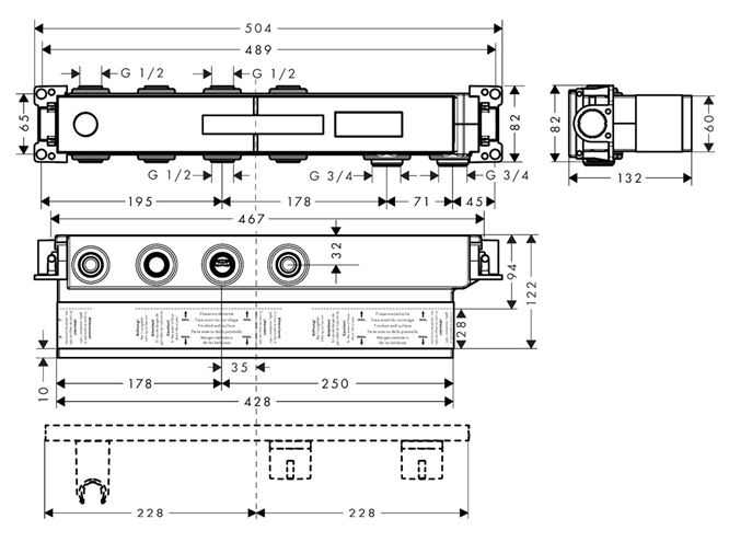 HANSGROHE RAINSELECT podomietkové teleso DN15/DN20 15310180 Technický nákres