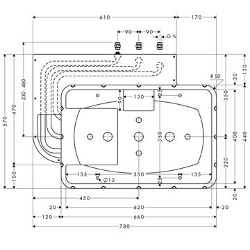 HANSGROHE RAINDANCE podomietkové teleso DN15 28414180 Technický nákres