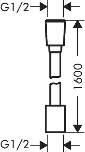 HANSGROHE DESIGNFLEX sprchová hadica 1600 mm, s ochranou proti prekrúteniu a zlomeniu, matná čierna 28260670 Technický nákres