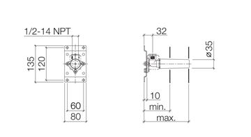 DORNBRACHT SYMETRICS podomietkové teleso G 1/2 35 085 970 90 Technický nákres