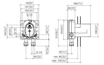 DORNBRACHT podomietkové teleso G 1/2 35 020 970 90 Technický nákres