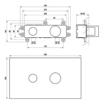 RAVAK R-box Basin RB 07B.50 podomietkové teleso G 1/2 X070231 Technický nákres