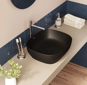 VITRA OUTLINE umývadlová misa 46 cm, bez prepadu, brúsená, VitrAhygiene, matná čierna 5994B483-0016 Obrázek - fotka