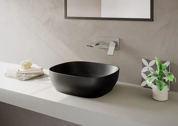 VITRA OUTLINE umývadlová misa 46 cm, bez prepadu, brúsená, VitrAhygiene, matná čierna 5994B483-0016 Obrázek - fotka