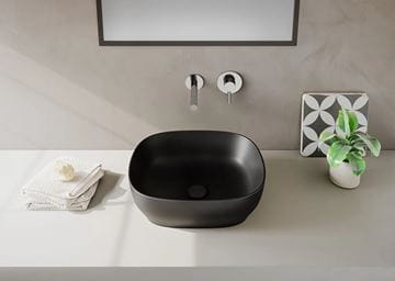 VITRA OUTLINE umývadlová misa 46 cm, bez prepadu, brúsená, VitrAhygiene, matná čierna 5994B483-0016 Obrázek - fotka